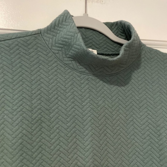 J. Crew Herringbone Quilted Mockneck Sweatshirt – Sage Green – Size Small - Picture 8 of 9